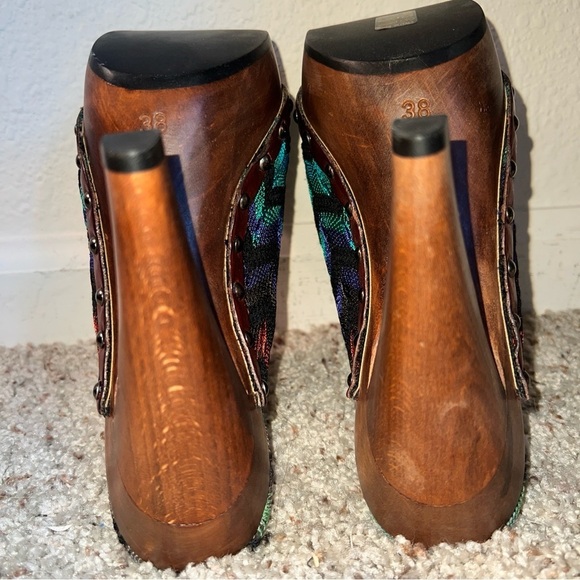 MISSONI Women’s ZigZag Black Blue Purple Fabric Leather Clogs Made in Italy 7.5 - Picture 6 of 16